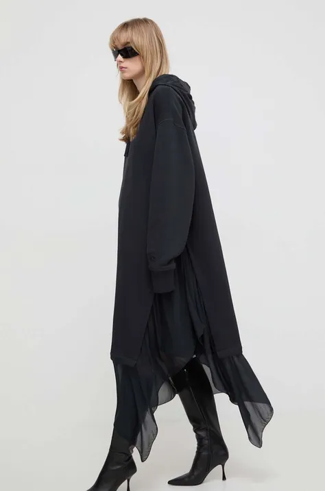 Бавовняна сукня Diesel колір чорний midi oversize