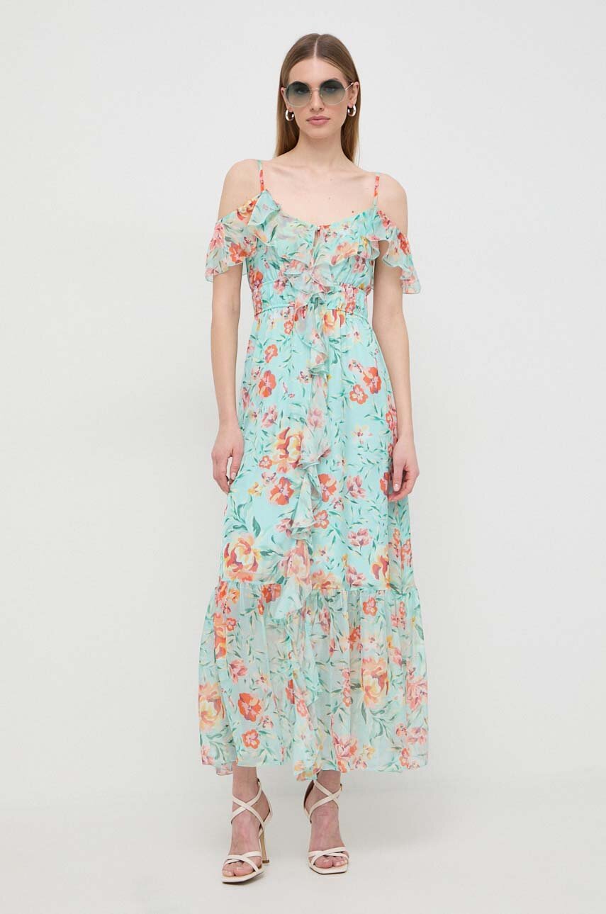 Guess Sukienka Bawe niana Kolor Zielony Midi Rozkloszowana Answear guess-sukienka-bawe-niana-kolor-zielony-midi-rozkloszowana-answear