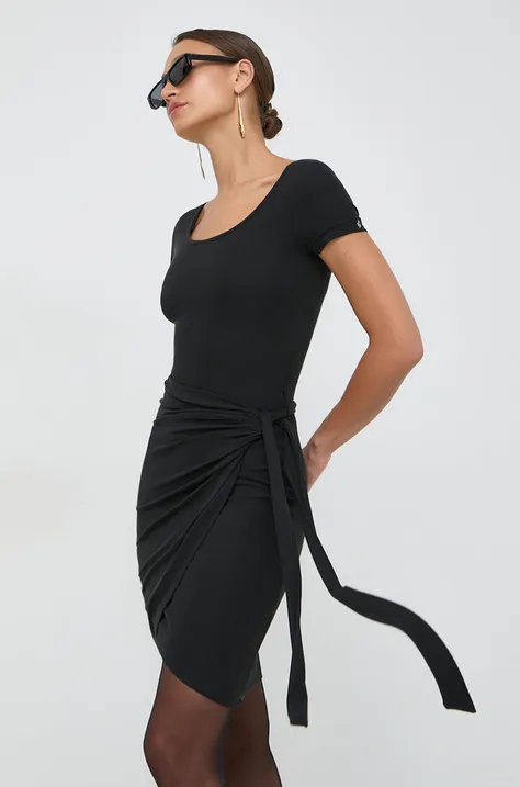 Šaty Guess ELISEA čierna farba, mini, áčkový strih, W4GK25 KAQL2
