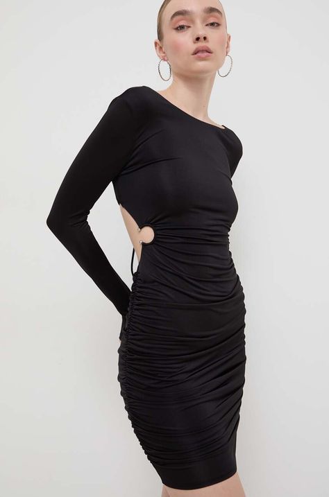 Φόρεμα Guess χρώμα: μαύρο