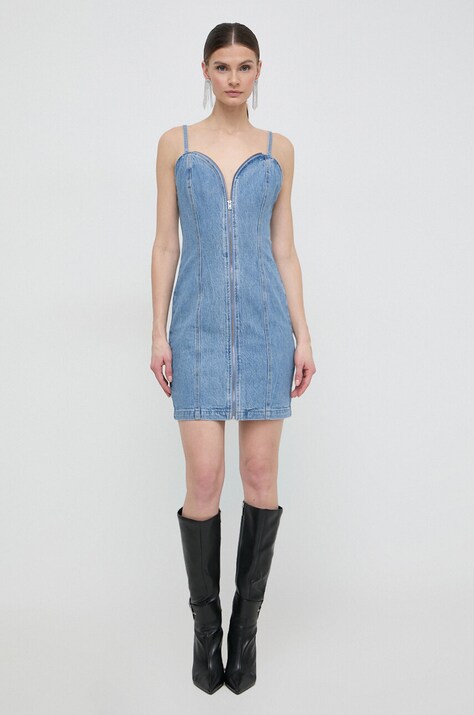 Guess rochie din denim mini, mulată