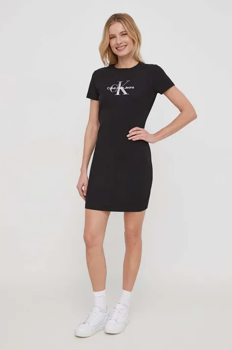 Calvin Klein Jeans rochie culoarea negru, mini, evazati