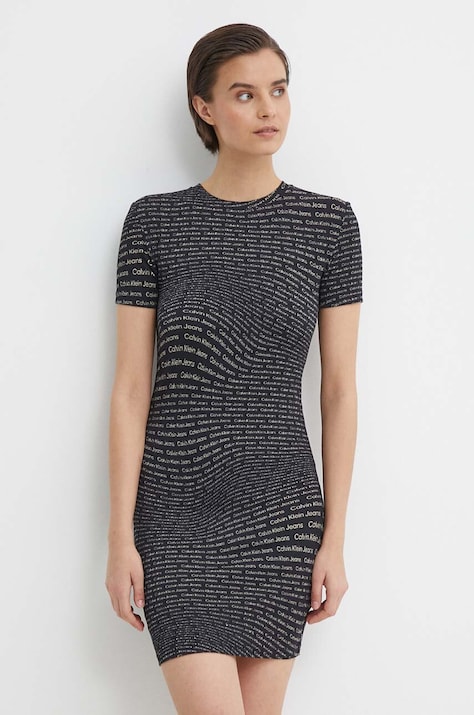 Calvin Klein Jeans sukienka kolor czarny mini dopasowana