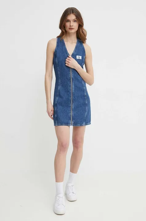 Rifľové šaty Calvin Klein Jeans mini, rovný strih, J20J223431