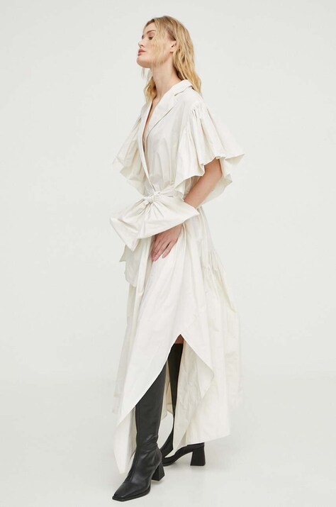 MMC STUDIO rochie culoarea bej, mini, oversize