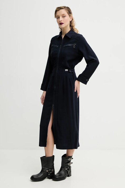 G-Star rochie culoarea negru, midi, evazată, D24267-D522