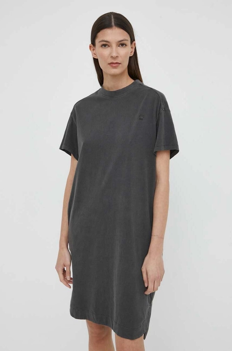 G-Star Raw rochie din bumbac culoarea gri, mini, oversize