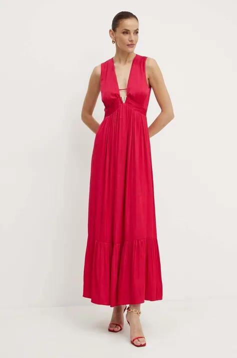 Morgan sukienka RISIS kolor różowy maxi rozkloszowana