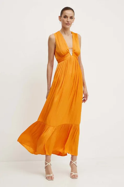 Morgan sukienka RISIS kolor pomarańczowy maxi rozkloszowana