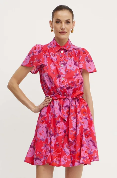 Bavlnené šaty Morgan ROSEL.F ružová farba, mini, áčkový strih, ROSEL.F