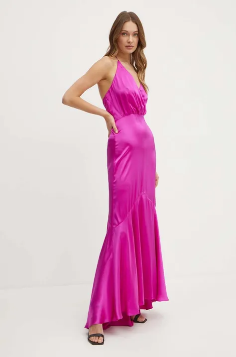 Копринена рокля Marciano Guess ISHANI в лилаво дълга разкроена 4GGK56 9719Z