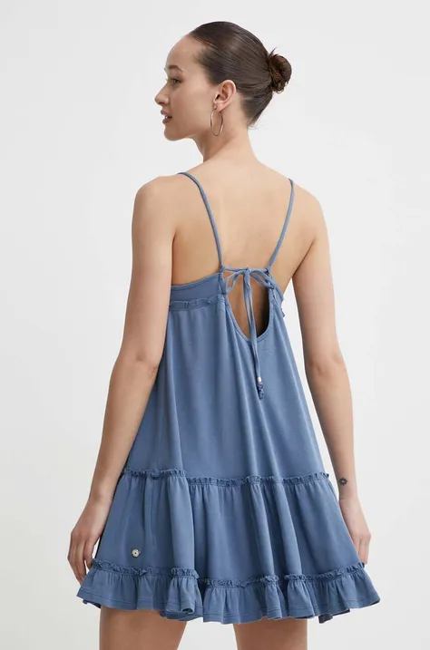 Superdry sukienka bawełniana kolor niebieski mini rozkloszowana