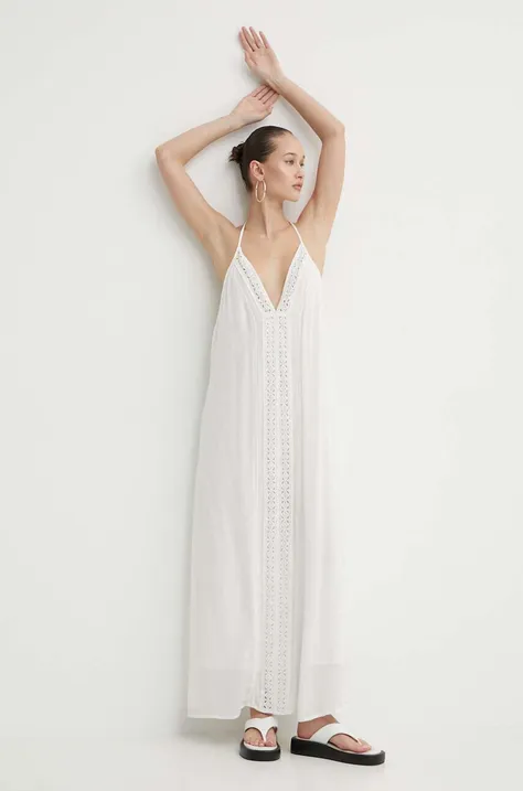 Superdry rochie culoarea alb, maxi, evazati