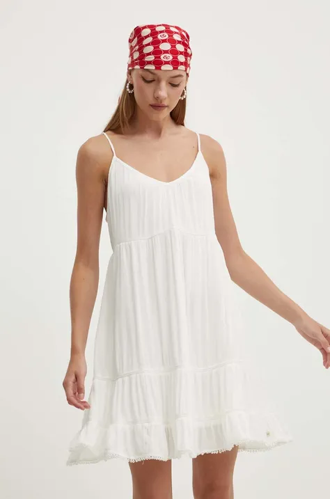 Сукня Superdry колір білий mini розкльошена