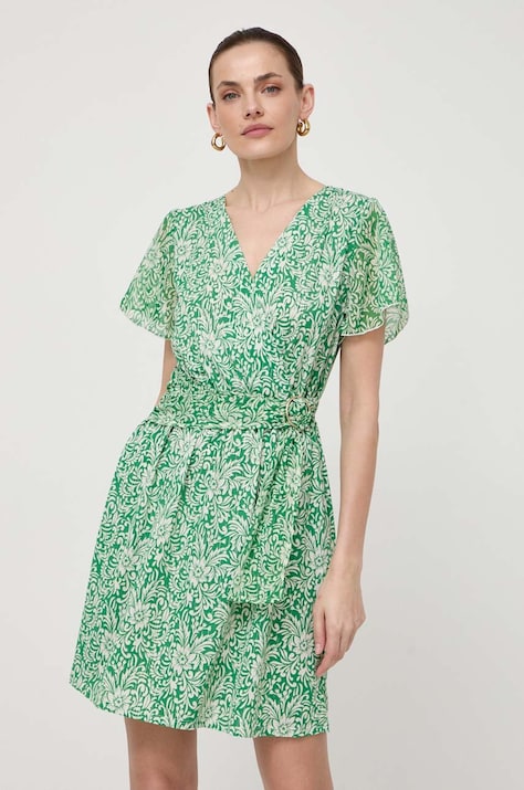 Morgan rochie culoarea verde, mini, evazată