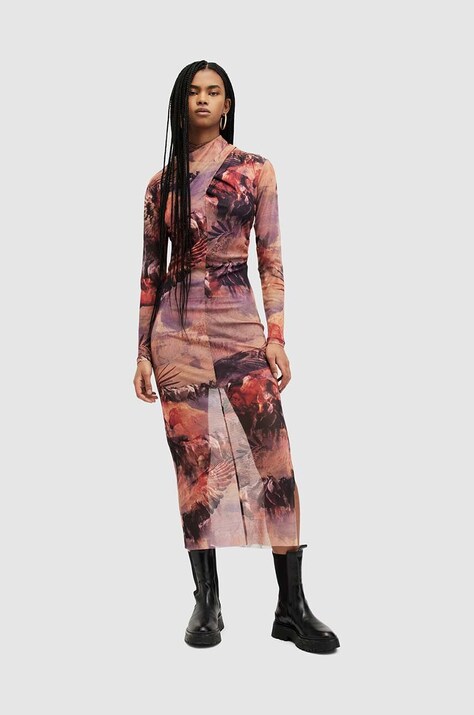 AllSaints rochie TIA COLCA midi, mulată