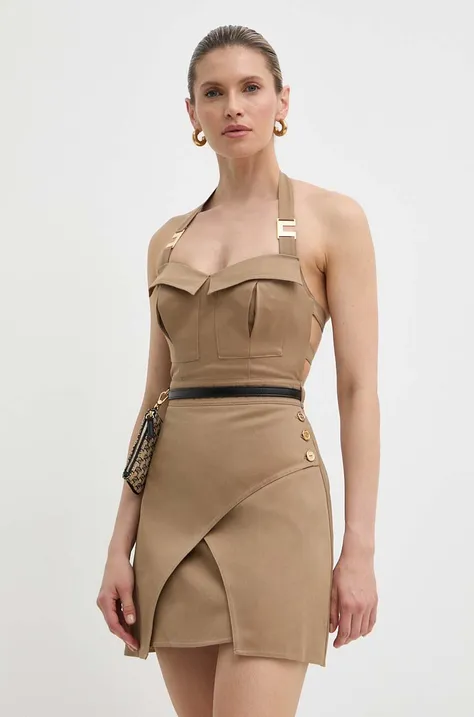 Платье Elisabetta Franchi цвет коричневый mini расклешённое AB56442E2