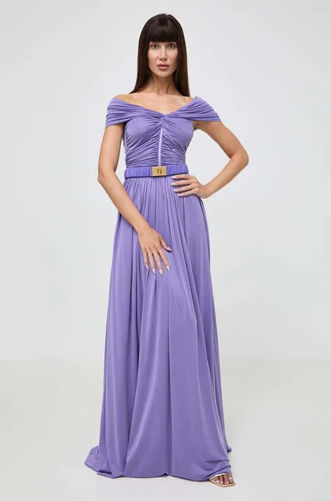 Платье Elisabetta Franchi цвет фиолетовый maxi расклешённое AB61642E2