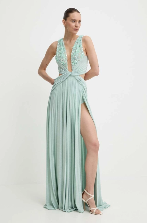 Elisabetta Franchi rochie culoarea verde, maxi, evazati, AB62142E2