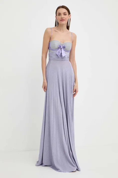 Šaty Elisabetta Franchi fialová farba, maxi, áčkový strih, AB62942E2