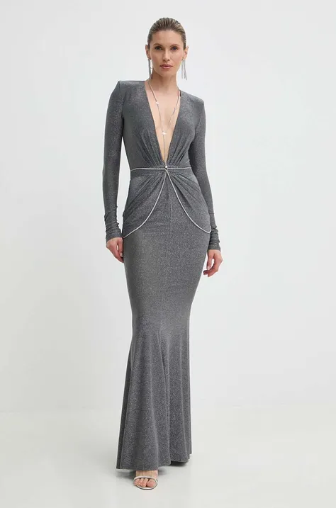 Šaty Elisabetta Franchi šedá farba, maxi, priliehavé, AB63042E2