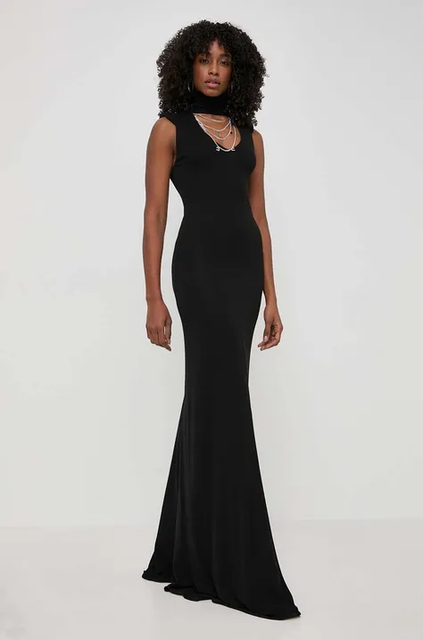 Elisabetta Franchi rochie culoarea negru, maxi, mulata, AB64742E2