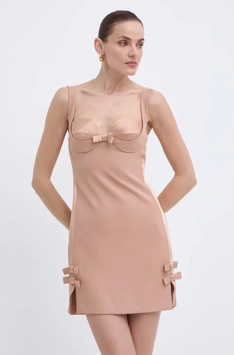 Šaty Elisabetta Franchi béžová farba, mini, priliehavé, AB65042E2