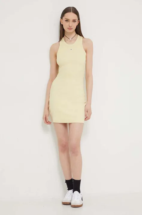 Платье Tommy Jeans цвет жёлтый mini облегающая