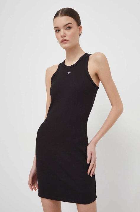 Tommy Jeans rochie culoarea negru, mini, mulată DW0DW17406