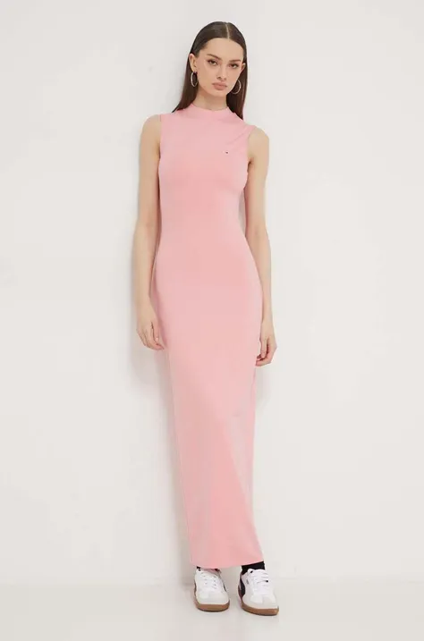Платье Tommy Jeans цвет розовый maxi облегающая
