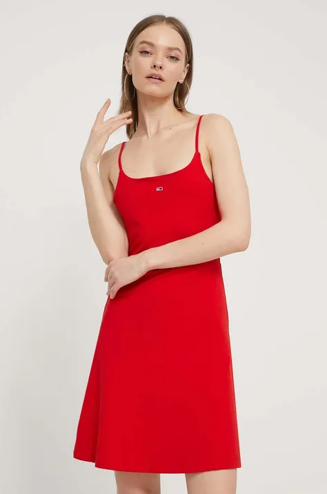 Платье Tommy Jeans цвет красный mini расклешённая