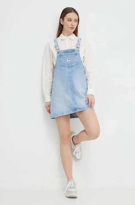 Rifľové šaty Tommy Jeans mini, oversize, DW0DW17678