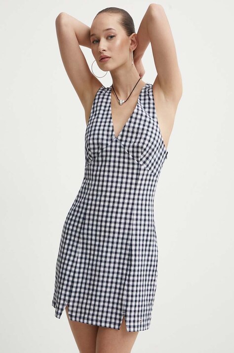 Tommy Jeans rochie culoarea negru, mini, evazată, DW0DW17931