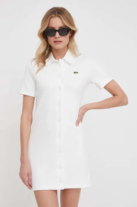 Šaty Lacoste biela farba, mini, rovný strih