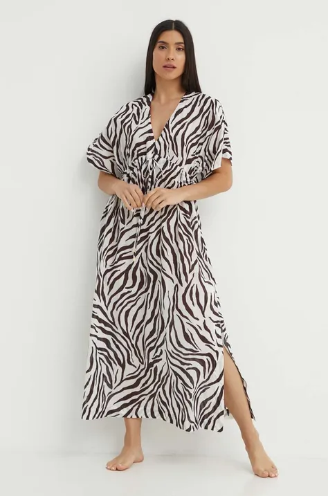 Max Mara Beachwear sukienka plażowa bawełniana kolor brązowy 2416221059600
