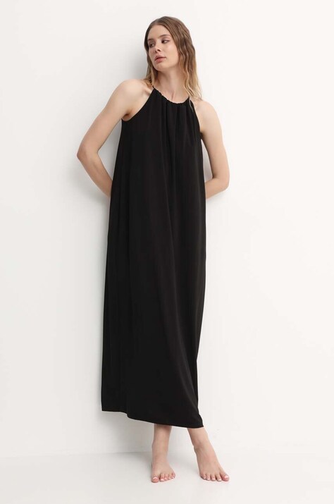 Max Mara Beachwear rochie culoarea negru, midi, evazată 2416620000000