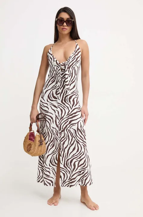 Max Mara Beachwear sukienka plażowa kolor brązowy 2416621049600