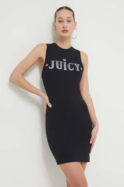 Šaty Juicy Couture čierna farba, mini, rovný strih