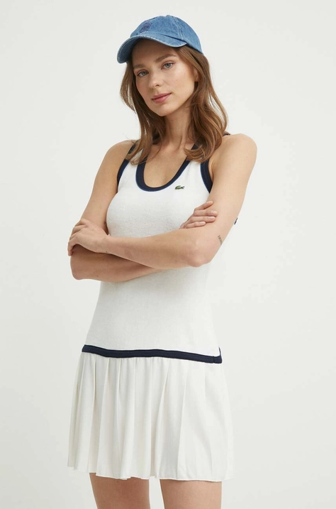 Lacoste rochie culoarea alb, mini, evazati