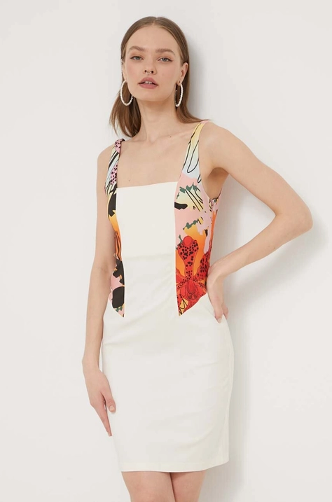 Desigual rochie MARBELLA LACROIX culoarea bej, mini, mulata, 24SWVW75