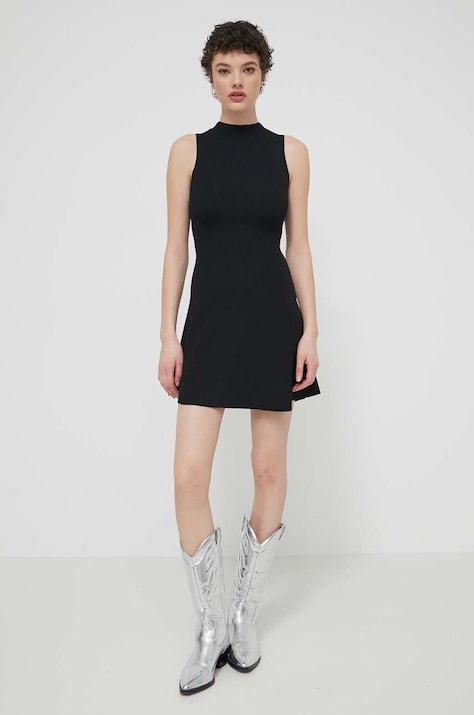 Šaty Desigual TURNER čierna farba, mini, áčkový strih, 24SWVF08