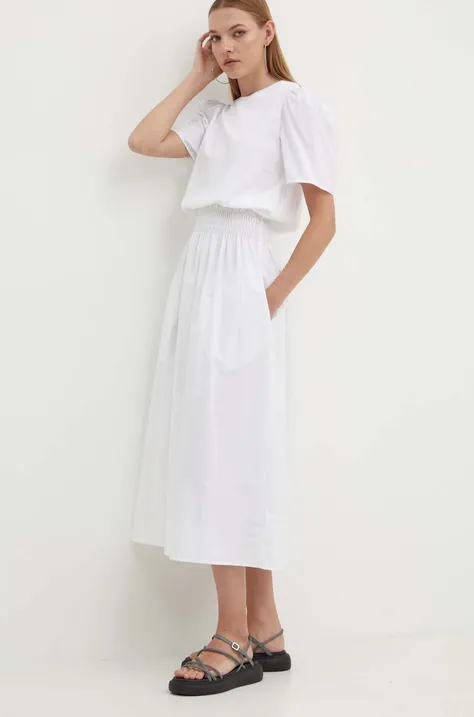 Памучна рокля Desigual OMAHA в бяло дълга разкроена 24SWVW67