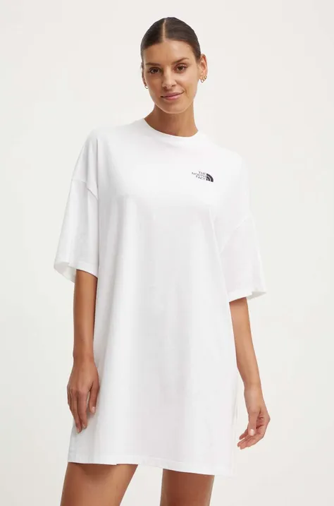 Рокля The North Face W S/S Essential Tee Dress в бяло къса с уголемена кройка NF0A87NFFN41