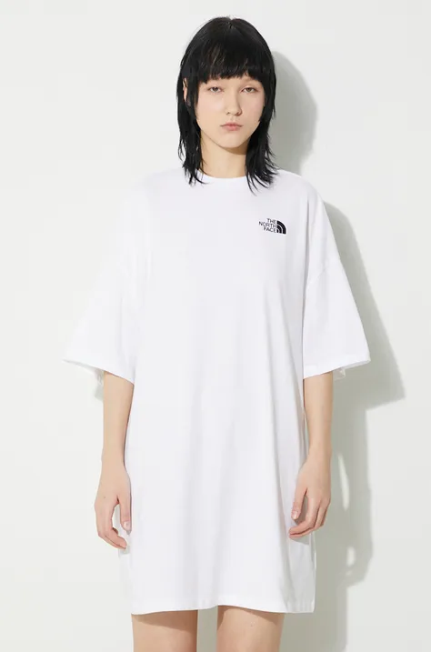 Рокля The North Face W S/S Essential Tee Dress в бяло къса с уголемена кройка NF0A87NFFN41