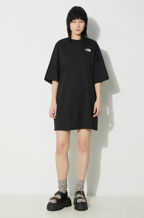 Φόρεμα The North Face W S/S Essential Oversize Tee Dress χρώμα: μαύρο, NF0A87NFJK31