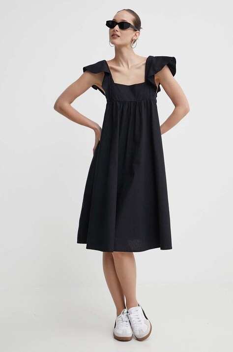 Protest rochie din bumbac Prtarabba culoarea negru, mini, evazată, 2611943