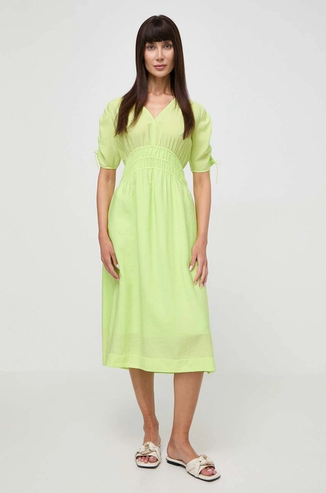 BOSS Orange rochie culoarea verde, midi, evazați 50511805