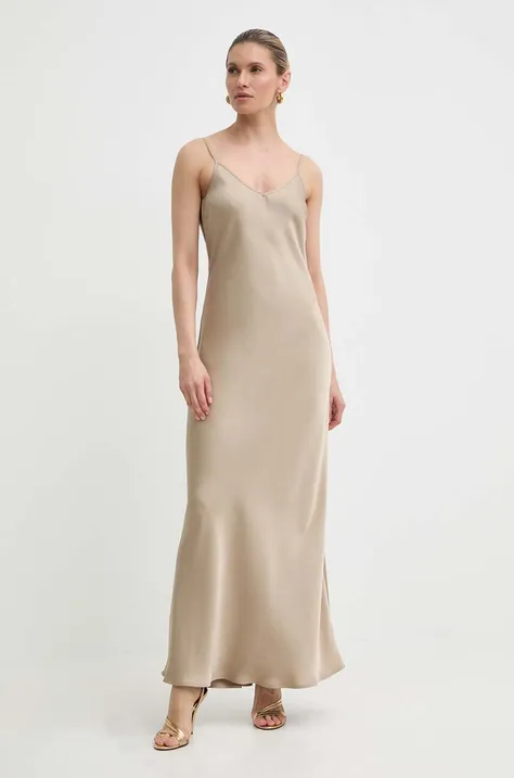 Сукня MAX&Co. колір бежевий maxi розкльошена 2416221093200