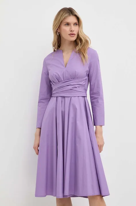 Хлопковое платье MAX&Co. цвет фиолетовый mini расклешённое 2416221154200