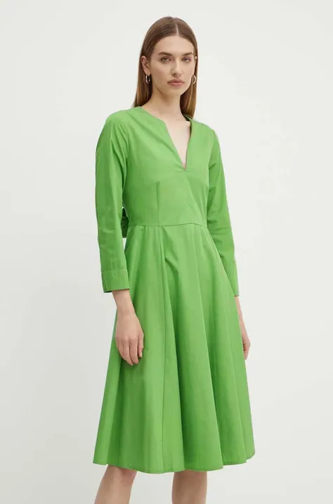 Хлопковое платье MAX&Co. цвет зелёный mini расклешённое 2416221154200